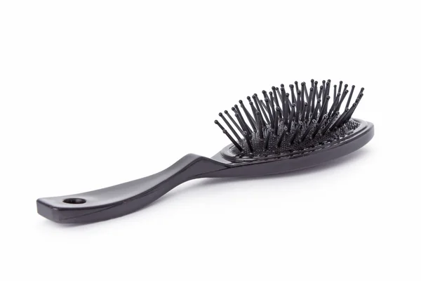 Brosse à cheveux noire isolée sur fond blanc — Photo