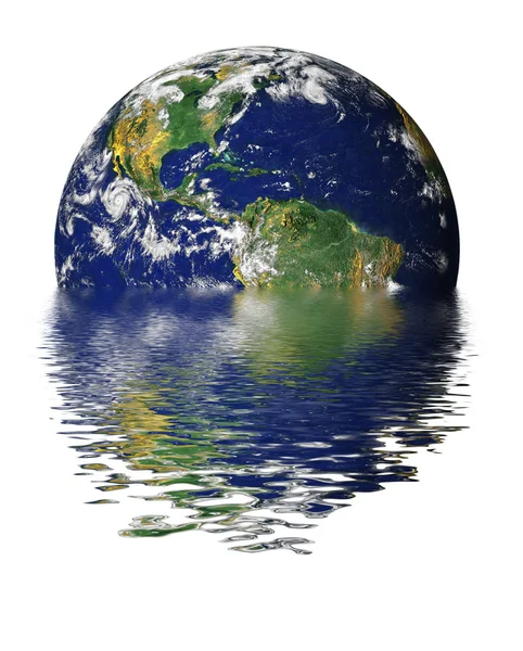 Afogamento da Terra devido ao aquecimento global e efeito estufa — Fotografia de Stock