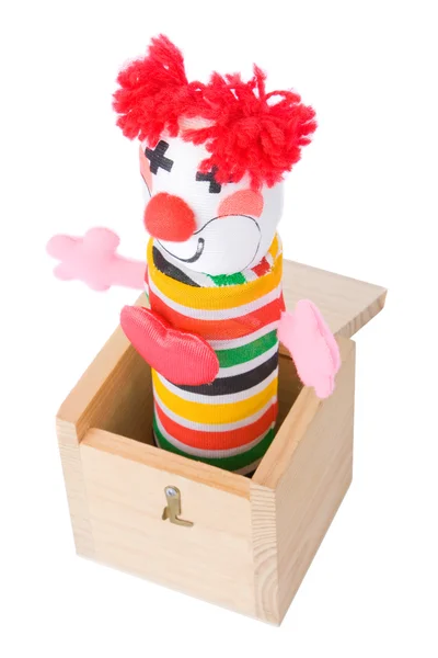 Jack-in-the-box brinquedo isolado em um fundo branco — Fotografia de Stock