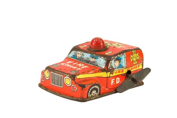 Старая ржавая игрушка. Пожарный автомобиль . — стоковое фото