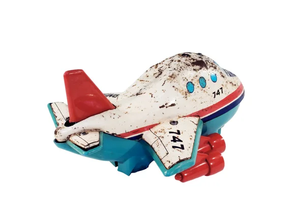 Eski, paslı teneke oyuncak. Jumbo jet. — Stok fotoğraf