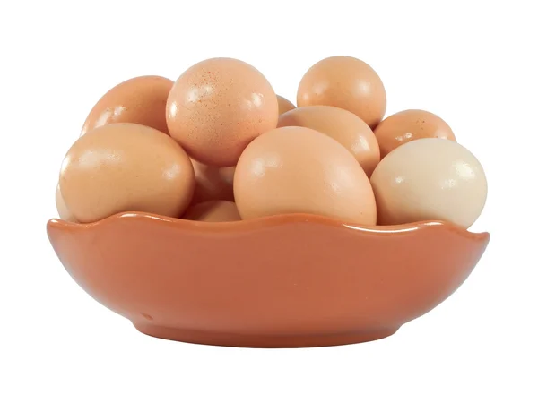 上一盘新鲜的棕色鸡鸡蛋 — 图库照片