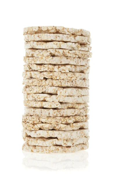 Diet rice cakes pile isolated on white background — Stock Photo, Image