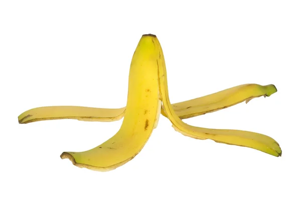 在白色背景上孤立的成熟去皮的香蕉 — 图库照片