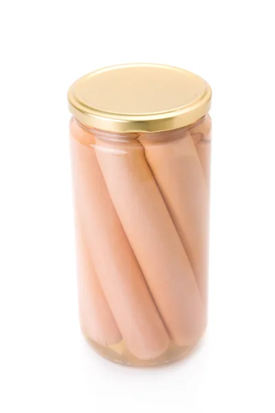 Sausages jar isolated on a white background — Stock Photo, Image