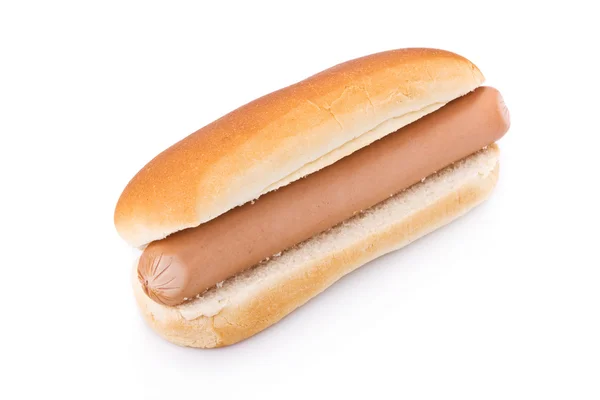 Hotdog simples isolado em um fundo branco — Fotografia de Stock