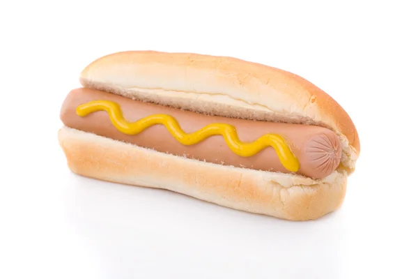 Hotdog di senape isolato su sfondo bianco — Foto Stock