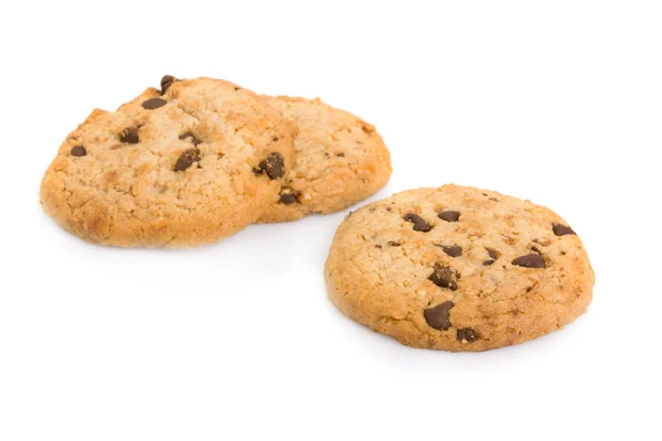 Stapel chocolade chip cookies geïsoleerd op witte achtergrond — Stockfoto