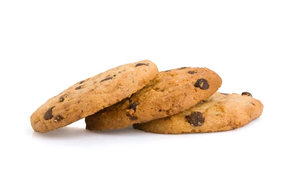 Pile of chocolate chip cookies isolated on white background — Stock Photo, Image