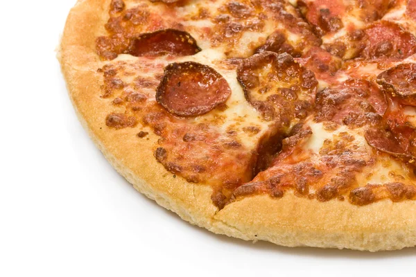 Close up detail of a pepperoni pizza — Stock Photo, Image