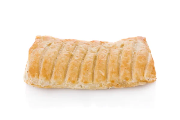 Puff pastry (sweet or salted) isolated on white background — Stock Photo, Image