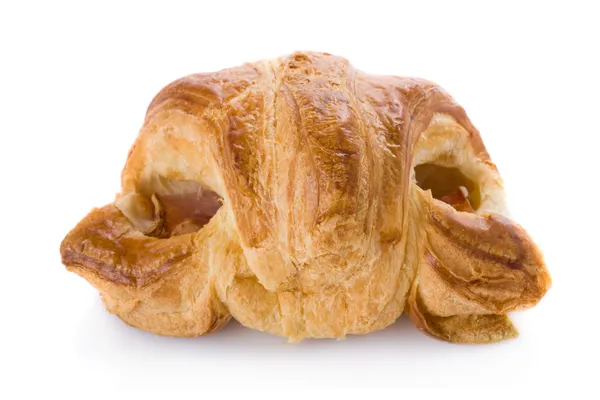 Croissant fylld med skinka och smält ost isolerad på vit — Stockfoto