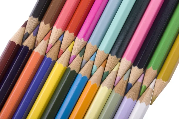 Kleur potloden collectie met gemengde kleuren — Stockfoto