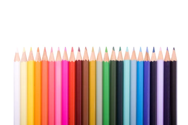 Beyaz arka plan üzerinde izole renkli kalem koleksiyonu — Stok fotoğraf