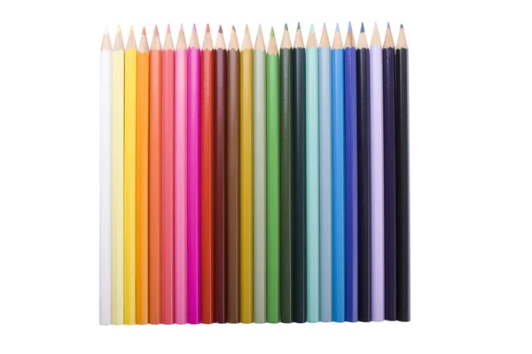 Barevné tužky sbírka izolovaných na bílém pozadí — Stock fotografie