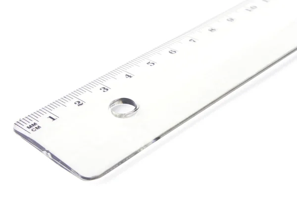 Transparent ruler isolated on a white background — Stock Photo, Image