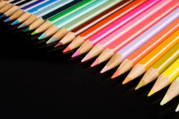 与混合颜色颜色铅笔集合 — Stockfoto
