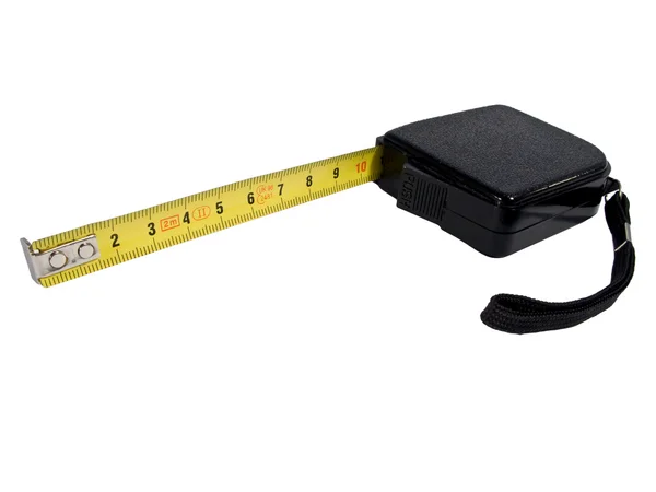 Measure tape in metal with metric system — Stock Photo, Image