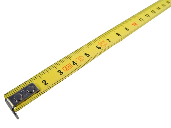 Measure tape in metal with metric system — Stock Photo, Image