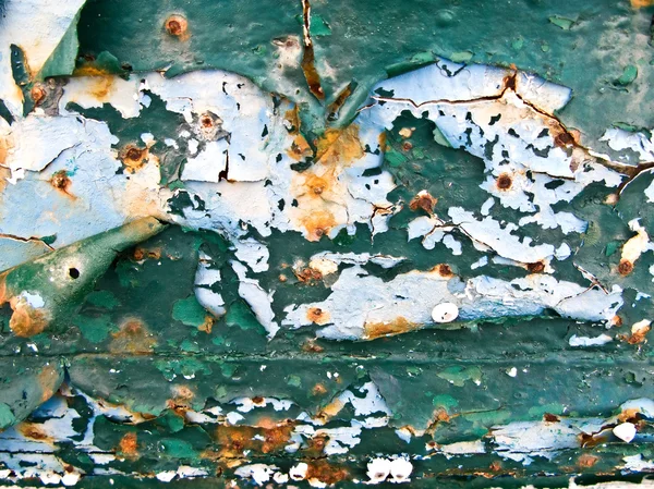 Pittura sbucciata su tavole di legno da uno scafo di barca — Foto Stock