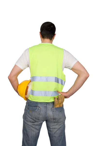 Stavební dělník izolovaný na bílém pozadí — Stock fotografie