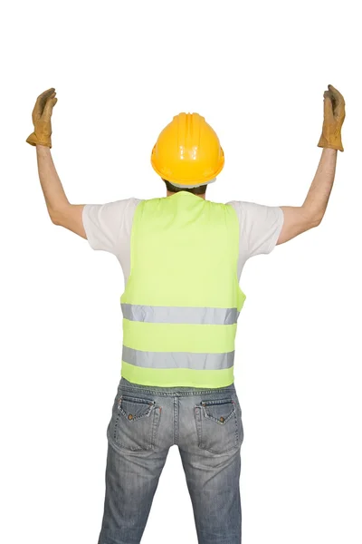 Beyaz arkaplanda izole edilmiş inşaat işçisi — Stok fotoğraf