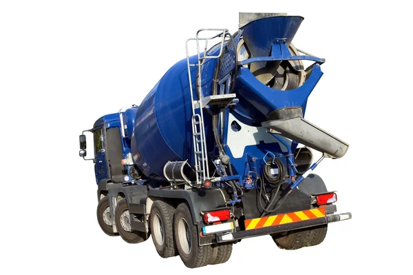 Blue Cement Mixer Truck isolated on white. — Stock Photo, Image