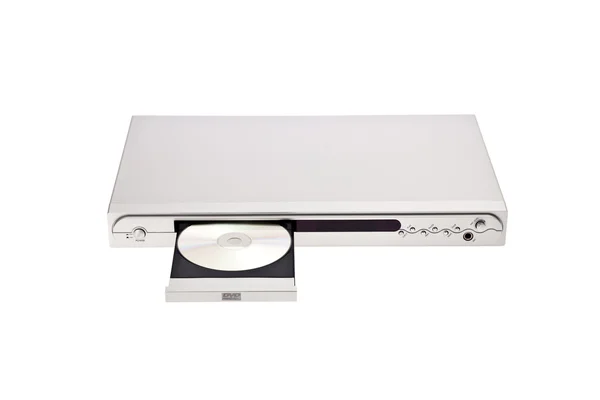 弹出光盘的孤立在白色背景的 dvd 播放机 — 图库照片