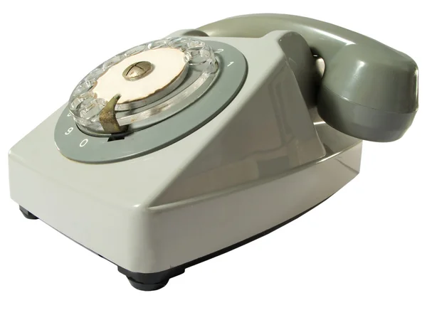 흰 배경에 분리되어 있는 오래 된 전화기 — 스톡 사진