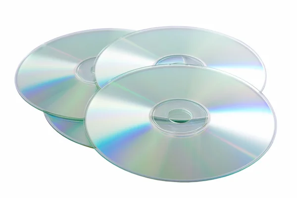 Silberne Compact Discs isoliert auf weißem Hintergrund — Stockfoto