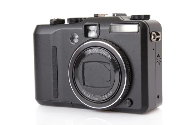 Back of black digital compact camera isolated on white — Stock Photo, Image