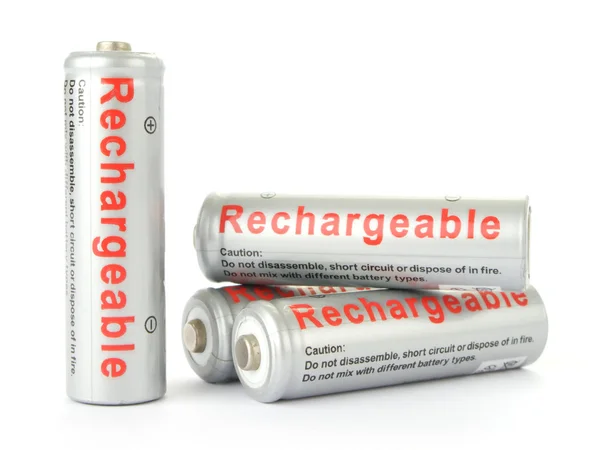Rechargeable AA batteries isolated on white background — Stock Photo, Image