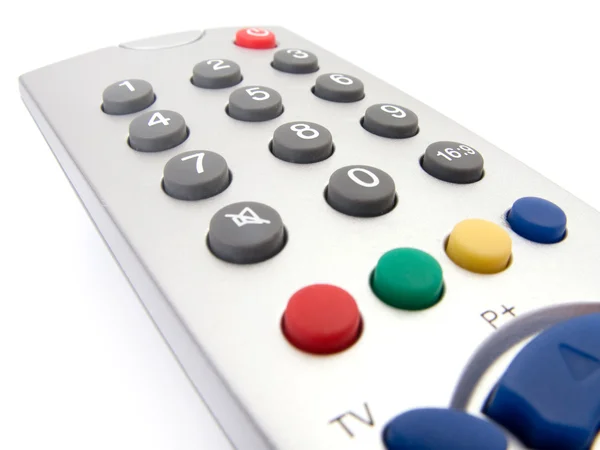Primer plano de un mando a distancia de TV en blanco — Foto de Stock