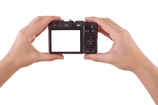 Fotografía manual con una cámara digital aislada en blanco —  Fotos de Stock