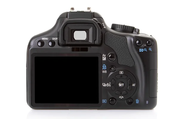 Rückseite eines digitalen Slrs isoliert auf weißem Hintergrund — Stockfoto