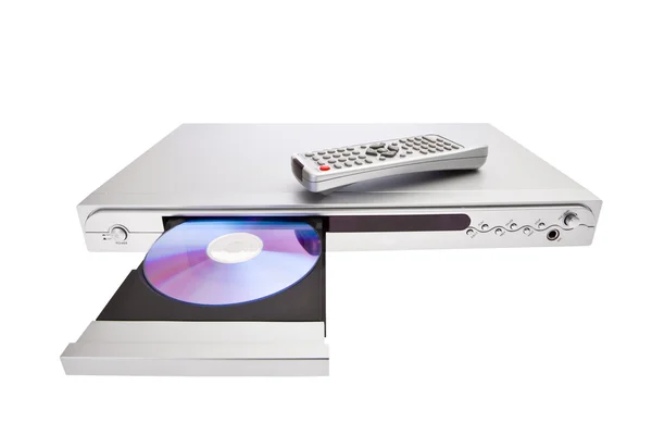 DVD player ejecting disc with remote control — Stock Photo, Image