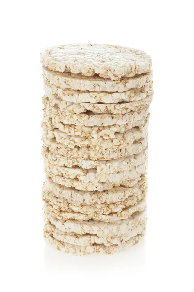 Pila de tortas de arroz de dieta aislada sobre fondo blanco — Foto de Stock