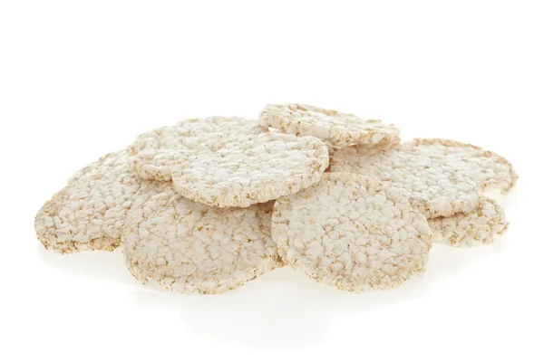 Diet rice cakes pile isolated on white background — Stock Photo, Image