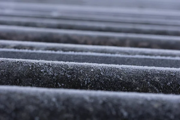 Ice Asbestos Roof December Frost — 스톡 사진