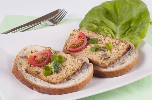 Sandwiches with homemade pate — Stock Photo, Image