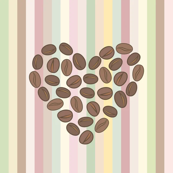 Heart made of coffee beans — Stock Vector