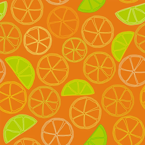 Verse citrusvruchten overzicht naadloze patroon — Stockvector