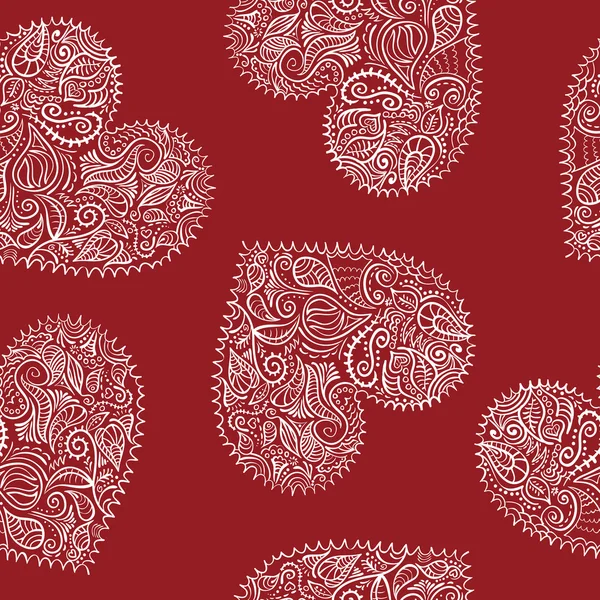 Ornamental hearts seamless pattern — Stock Vector