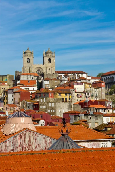 Θέα στον καθεδρικό ναό του Πόρτο και στέγες — Φωτογραφία Αρχείου