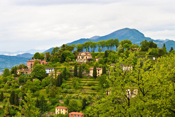 Beautiful view of countryside near Bergamo in Lombardy, Italy