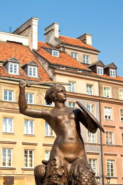 Varşova denizkızı heykeli — Stok fotoğraf