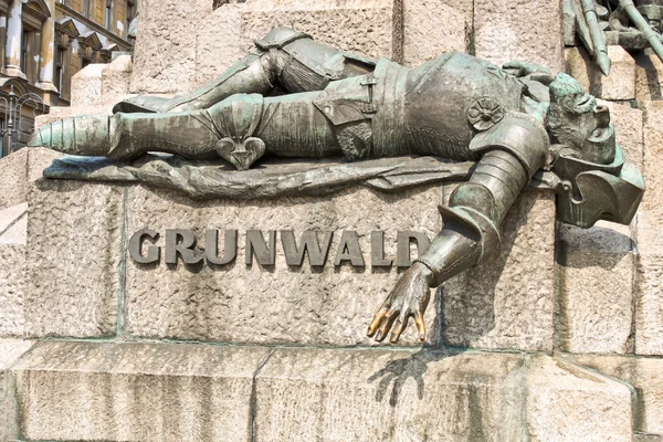 Monument in Old town of Krakow dedicated to the battle of Grunwa — Stock Photo, Image