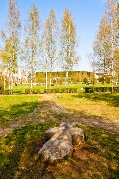 Ancient cross made of a big stone — Stock Photo, Image