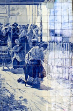 azulejo panel sao Bento tren istasyonuna Porto