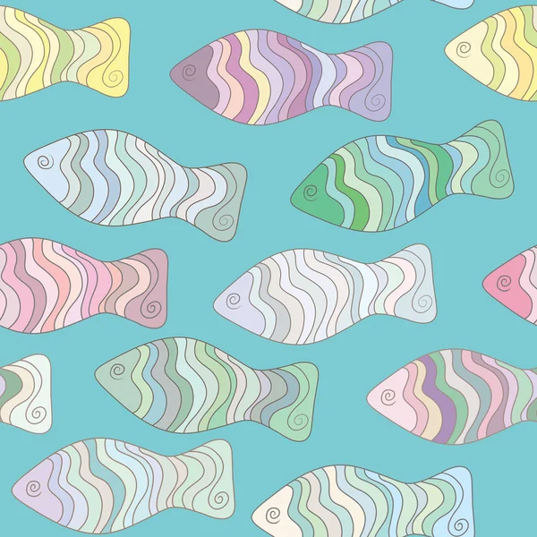 カラフルな魚のシームレスなパターン — ストックベクタ